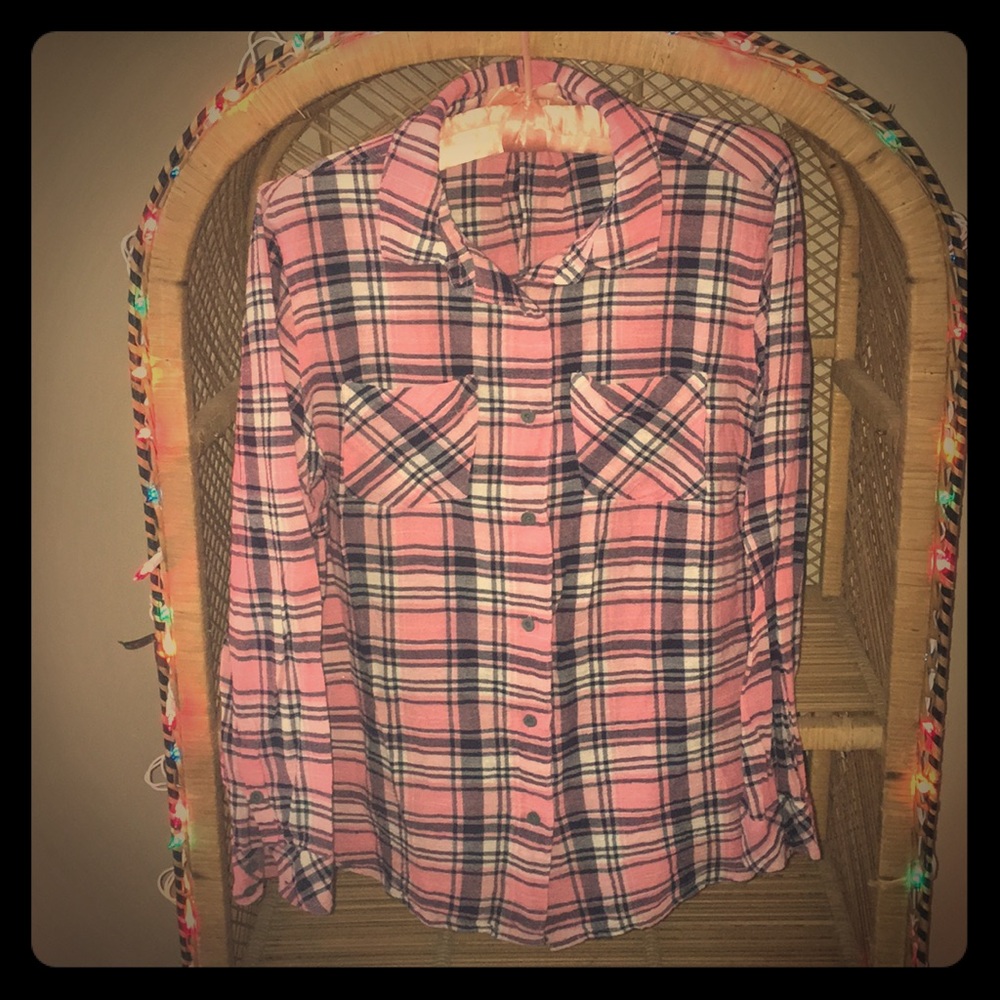 💗💙1X Ruff Hewn adorable plaid button down top!